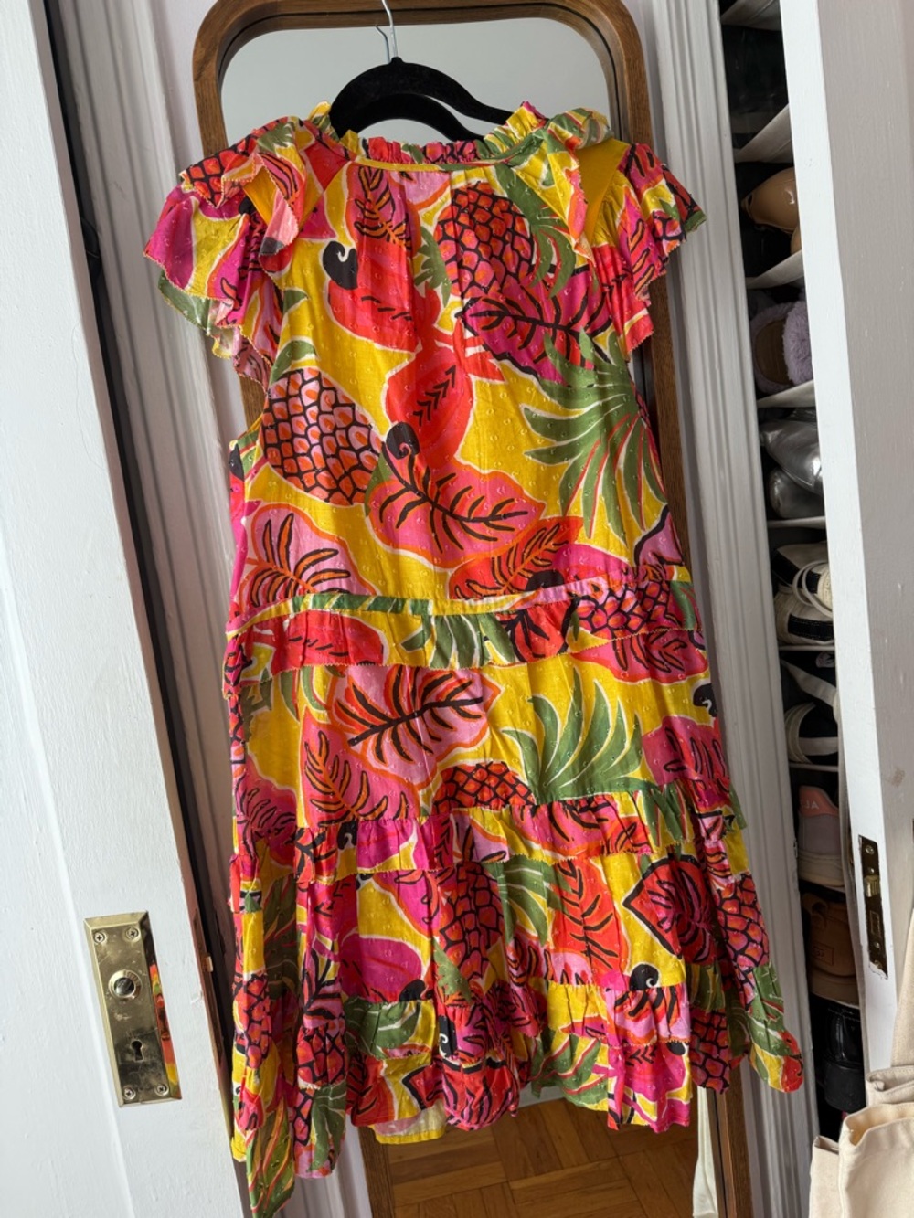 FARM Rio YELLOW FRUIT DREAM RUFFLE MINI DRESS - Picture 6 of 6